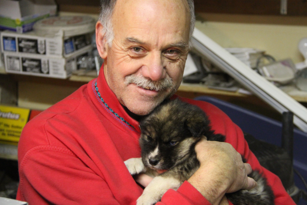 Murray with YARN's rescued husky puppy Blackberry