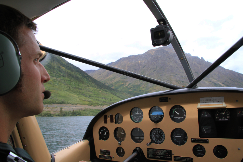 Bush plane ready for takeoff from Windy Arm, Yukon