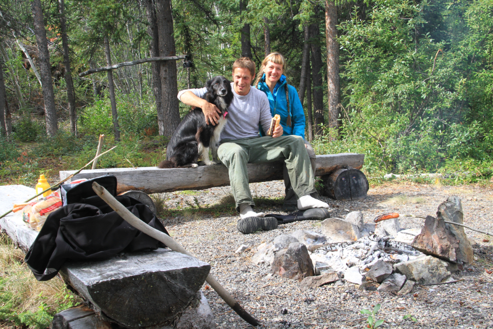 Picnic on  a remote beach along Tutshi Lake, BC