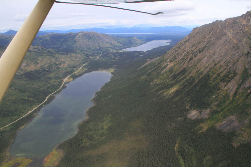 Aerial view towards Tagish, over Choutla and Crag Lakes