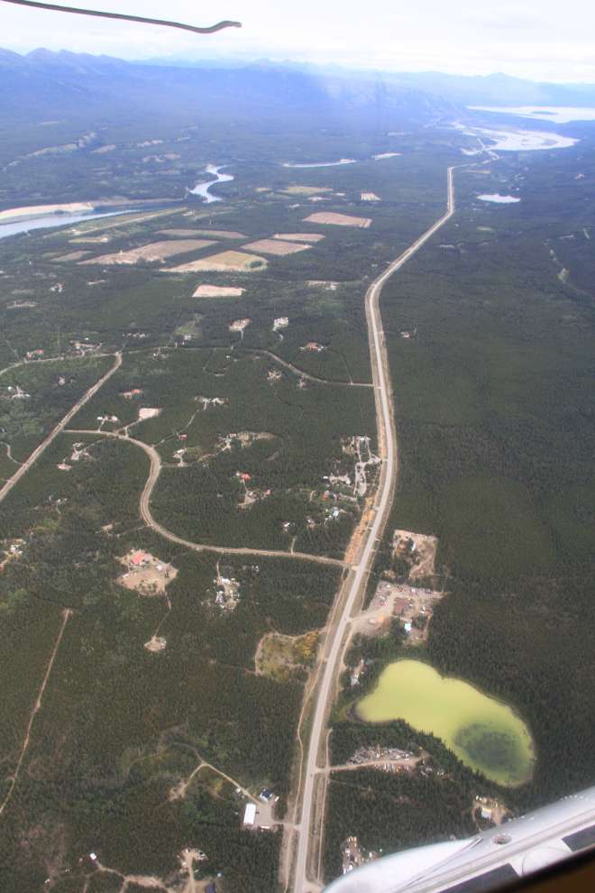 Aerial view of the Alaska Highway east of Whitehorse