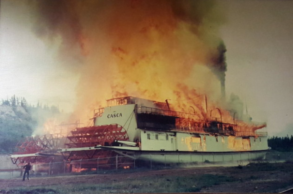 The Whitehorse and Casca burning at Whitehorse on June 21, 1974.