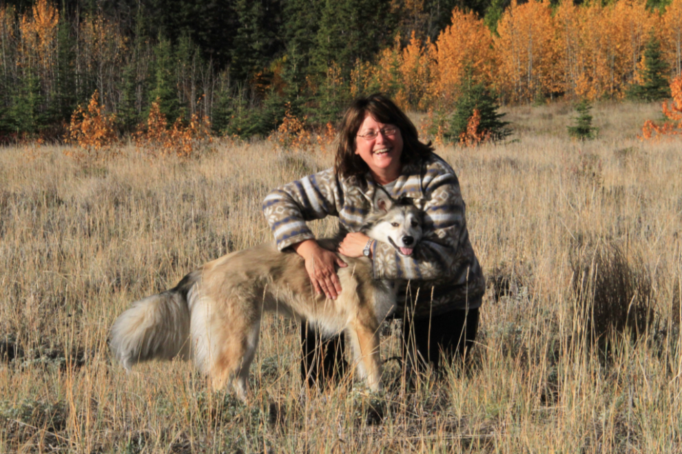 Cathy and the puppy in the Yukon
