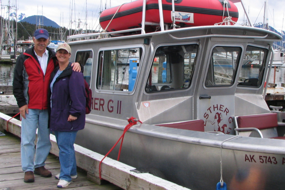 Murray and Cathy at Sitka after a marine tour with Davey Lubin of the Esther G Sea Taxi