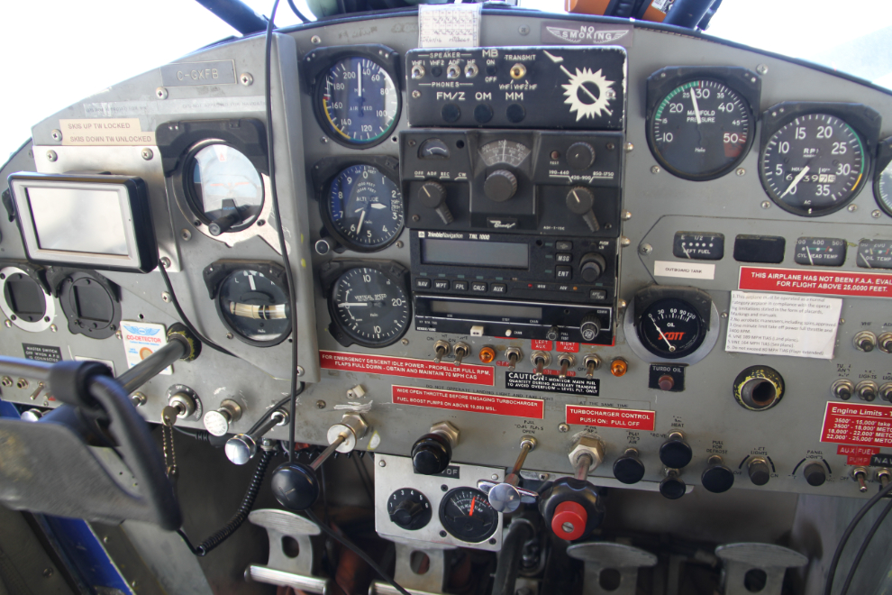 The control panel of C-GXFB, a 1966 Helio H-295-1200 Super Courier