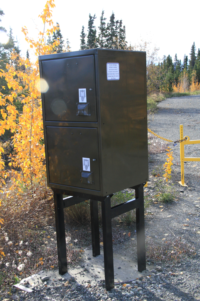 Bear-proof lockers at Congdon Creek Campground, Yukon