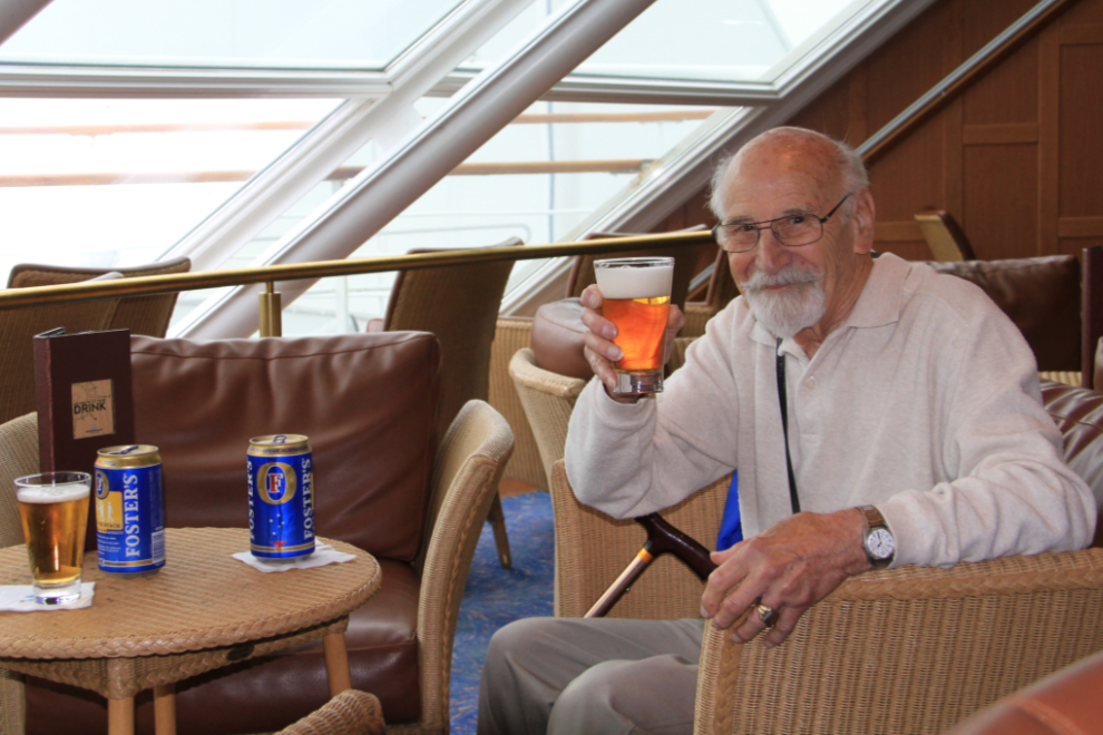 My Dad in the Observation Lounge on the cruise ship Norwegian Sun