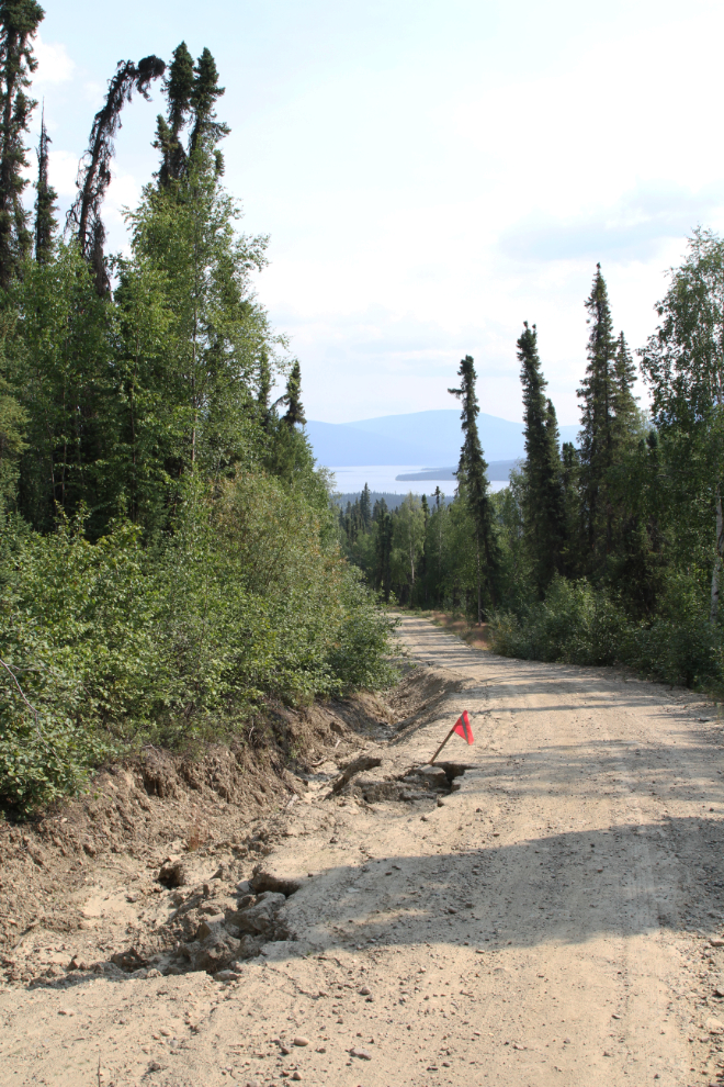 Water damage to the road to Ethel Lake Campground, Yukon