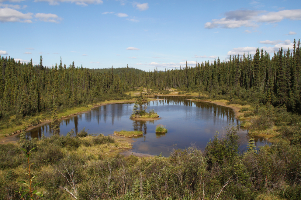 A scenic pond along Mitchell Road, the access road to Faro, Yukon