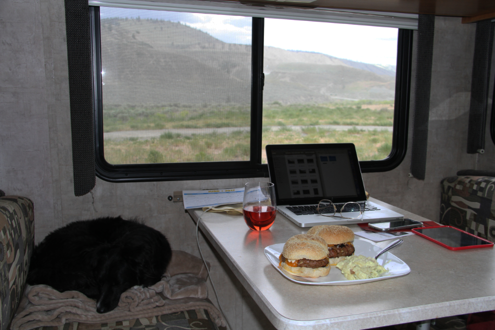Dinner in the RV at Farwell Canyon, BC