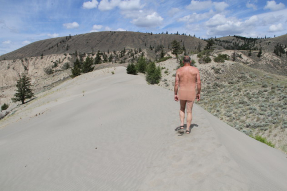 Naked walking in the desert at Farwell Canyon, BC