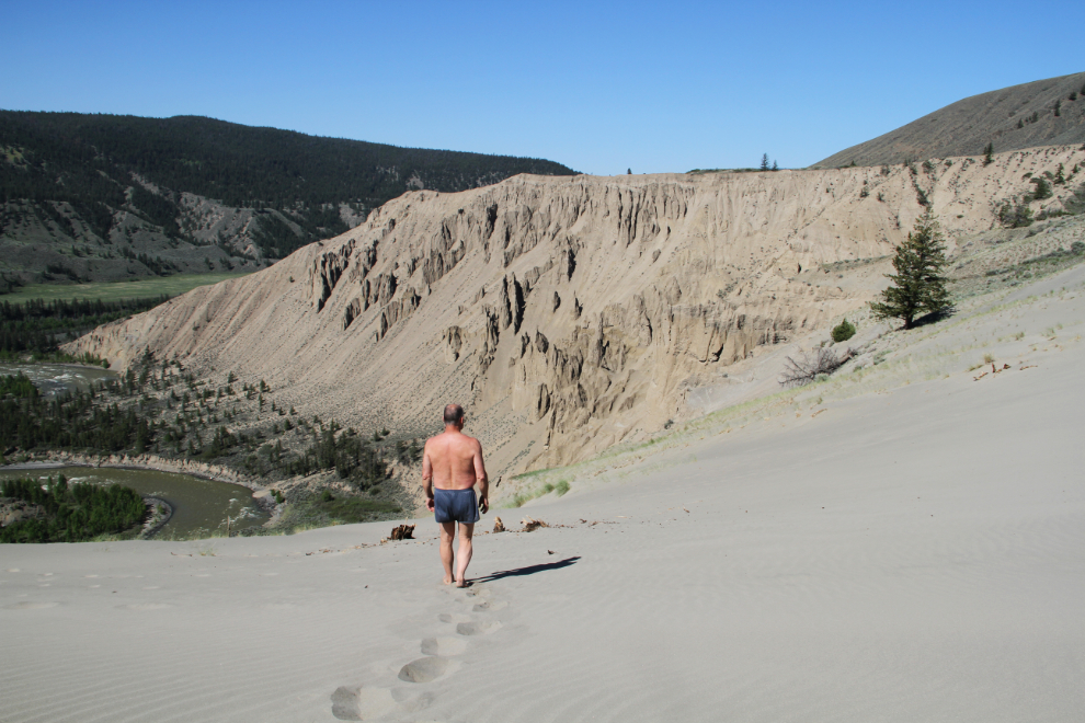 Walking on the sand dune above Farwell Canyon, BC