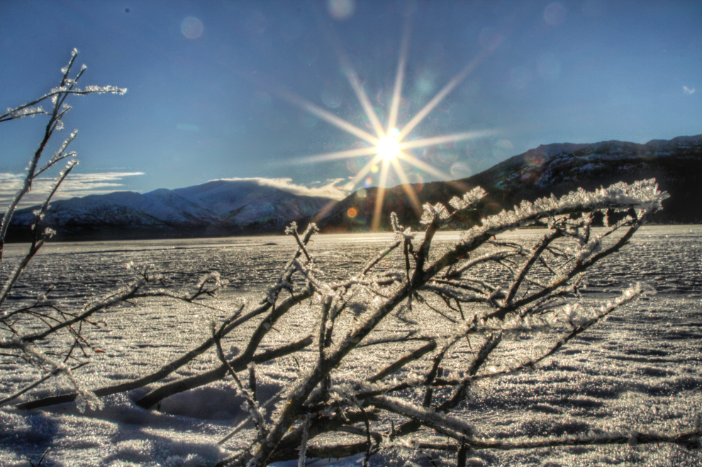 Winter sun at Fish Lake, Yukon