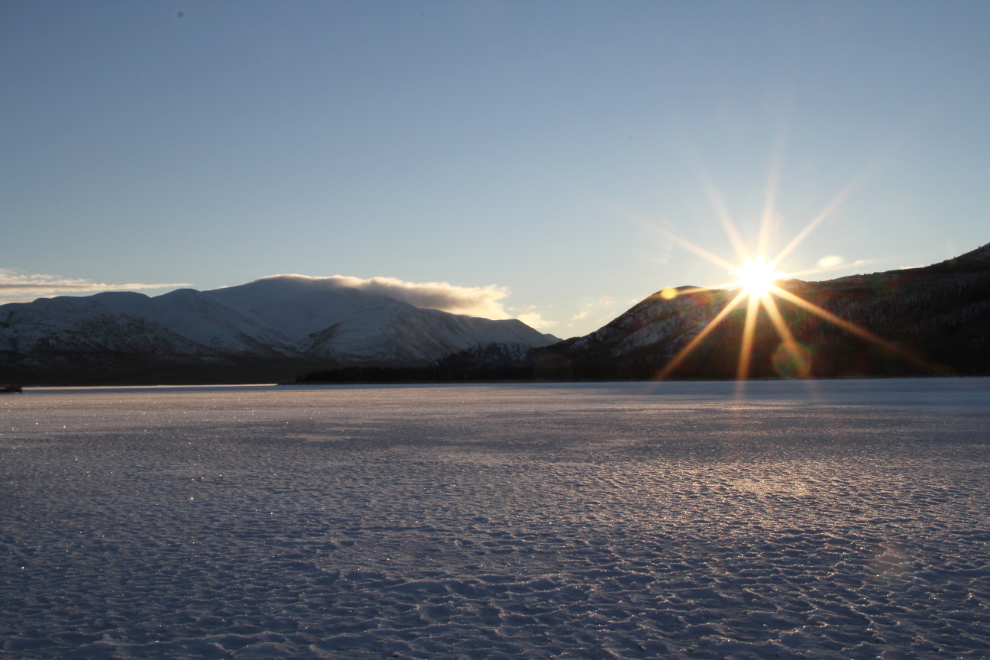 Winter sunset at Fish Lake, Yukon