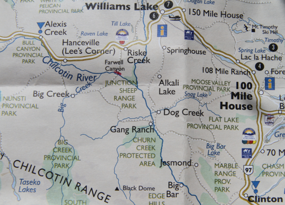 Map of the Farwell Canyon / Gang Ranch Circle Tour