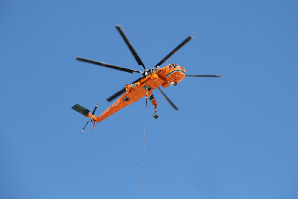 Sikorsky S-64F SkyCrane N163AC slinging loads over the Salmon Glacier