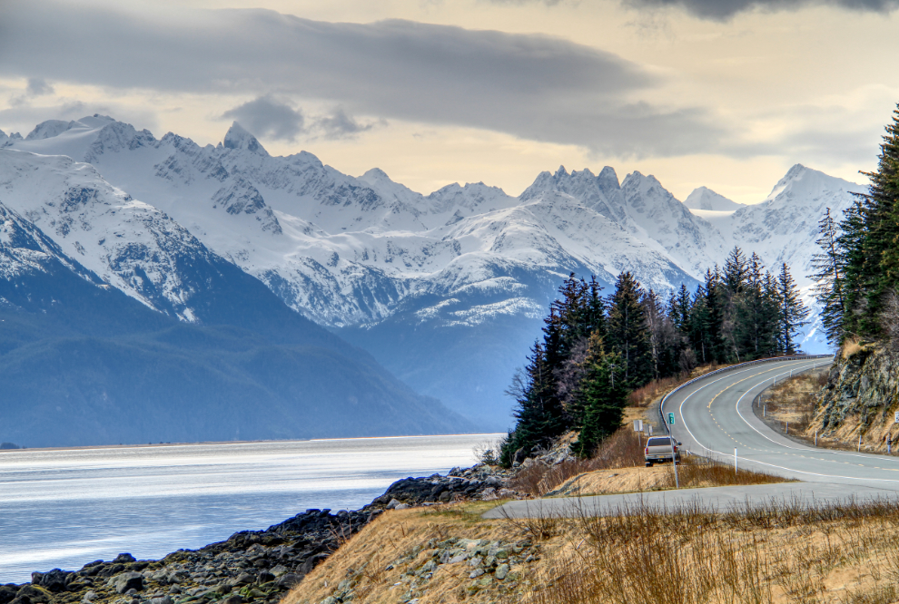 Driving from the ferry dock to Haines, Alaska