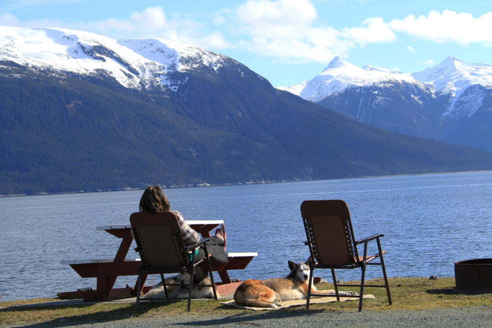 Relaxing in the sun at Haines, Alaska, at Easter