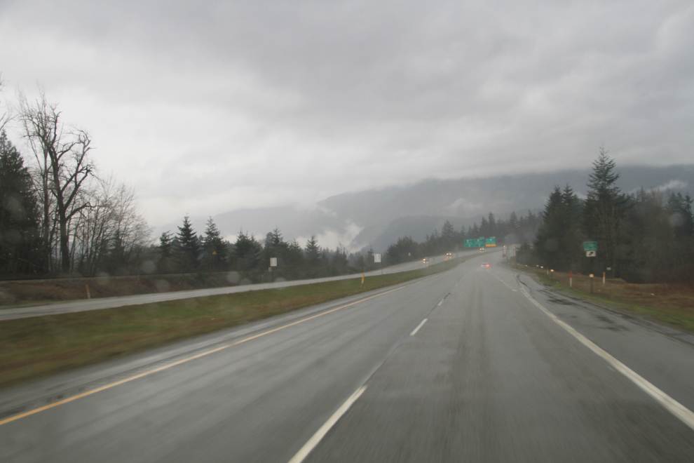 Highway 1 north of Chilliwack in a winter rain