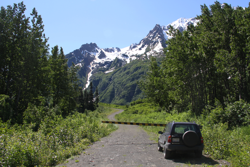 Access road to an avalanche mortar along BC's Glacier Highway