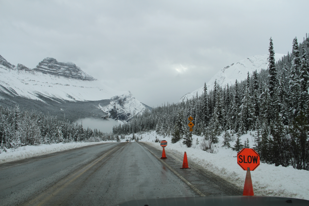 Accident ahead on the Icefields Parkway