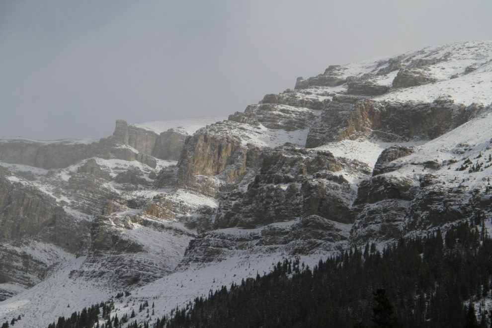 Peaks along the Icefields Parkway in early winter