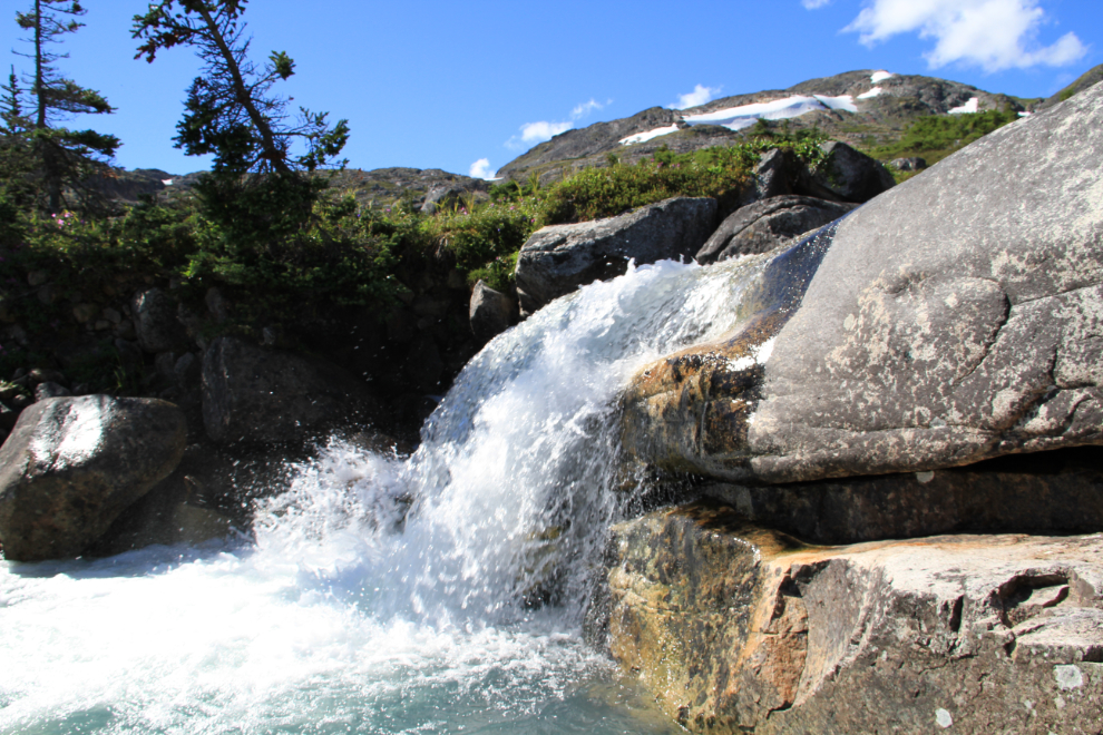 Waterfall seen while hiking in Alaska's White Pass