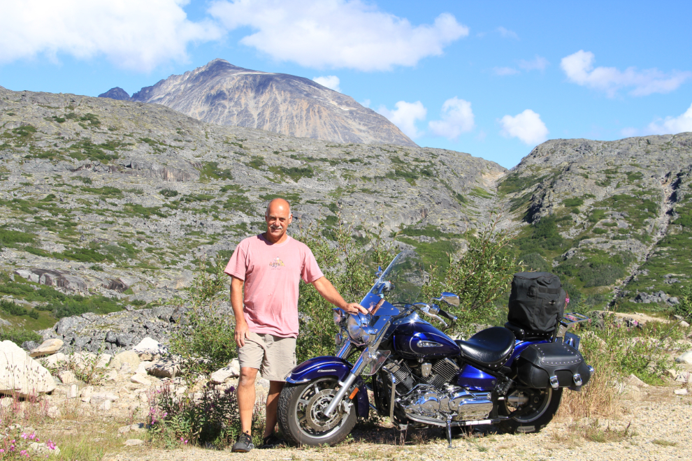 Murray Lundberg with his Vstar 1100 Classic in the White Pass north of Skagway, Alaska