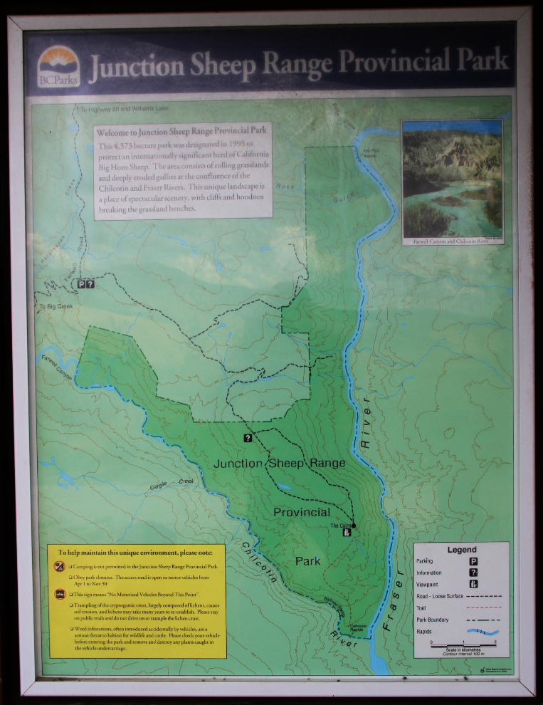 Map of Junction Sheep Range Provincial Park, BC