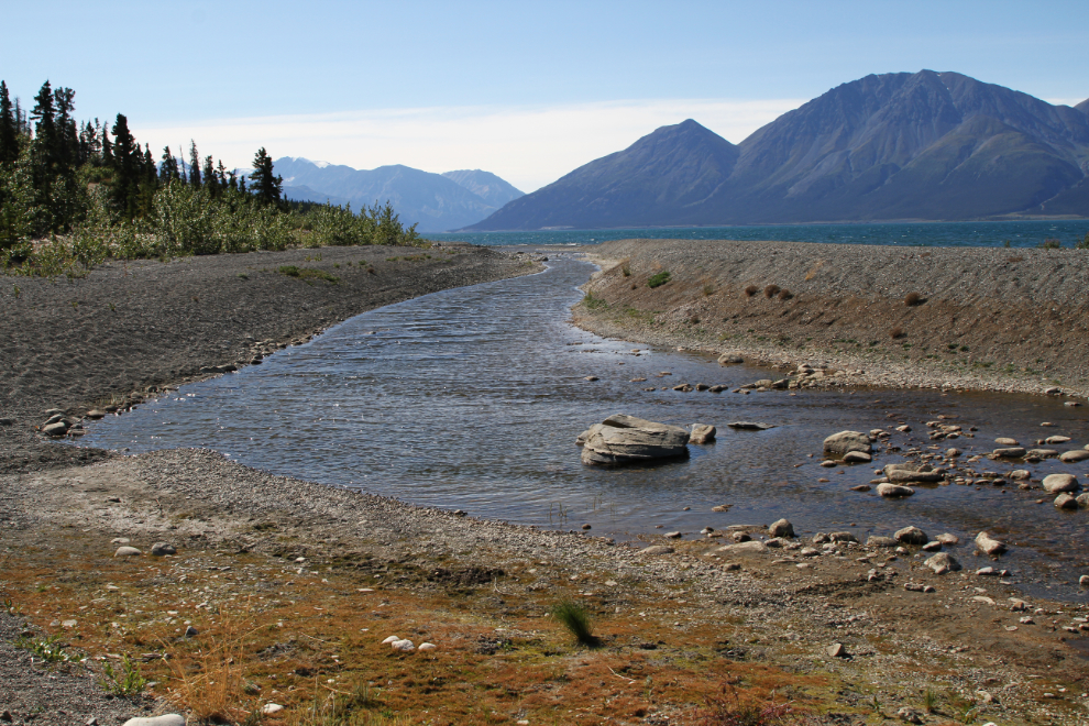 An artificial channel has been dug to re-join Cultus Lake to Kluane Lake