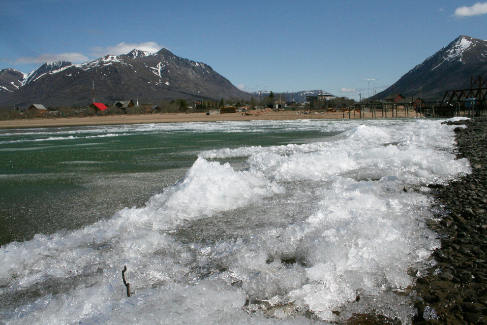 Spring breakup of the ice on Lake Bennett, Yukon