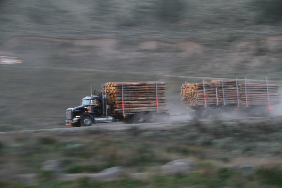 Logging truck at Farwell Canyon, west of Williams Lake, BC