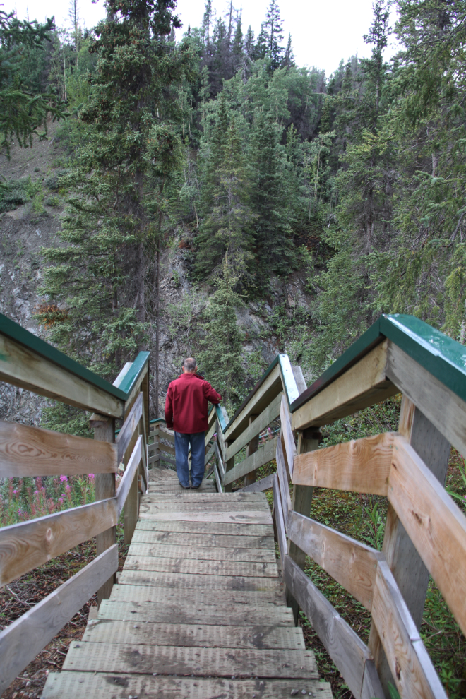Stairs at Million Dollar Falls Campground, Yukon