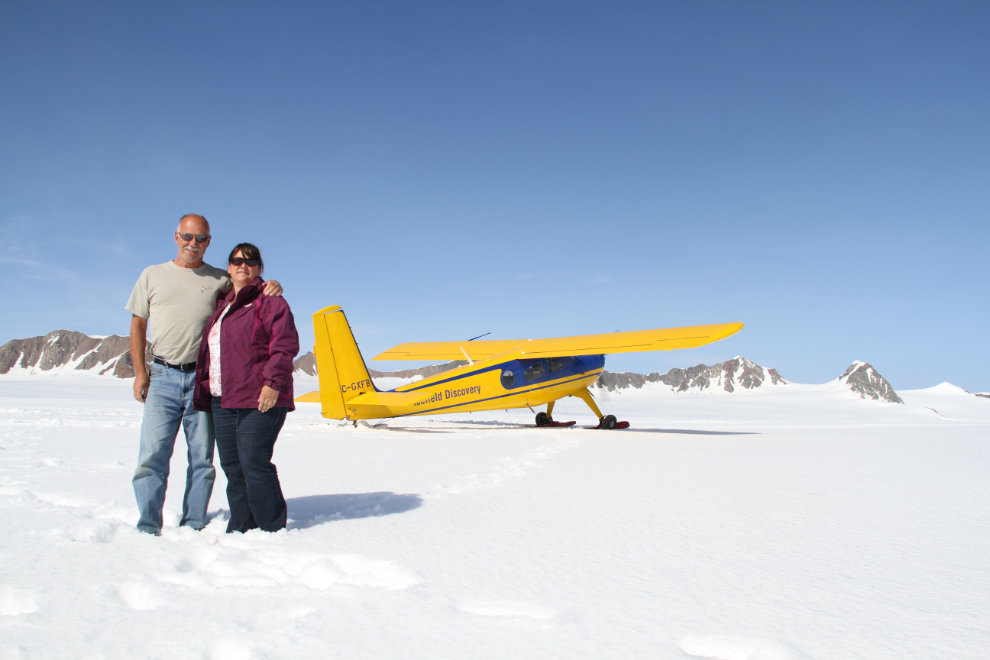 Murray Lundberg and Cathy Dyson at the Icefield Discovery Base Camp on the Hubbard Glacier