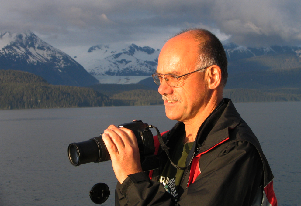 Murray on an Alaska cruise, with camera ready