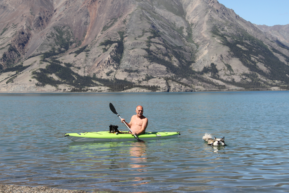 Kayaking on Kluane Lake with my dogs