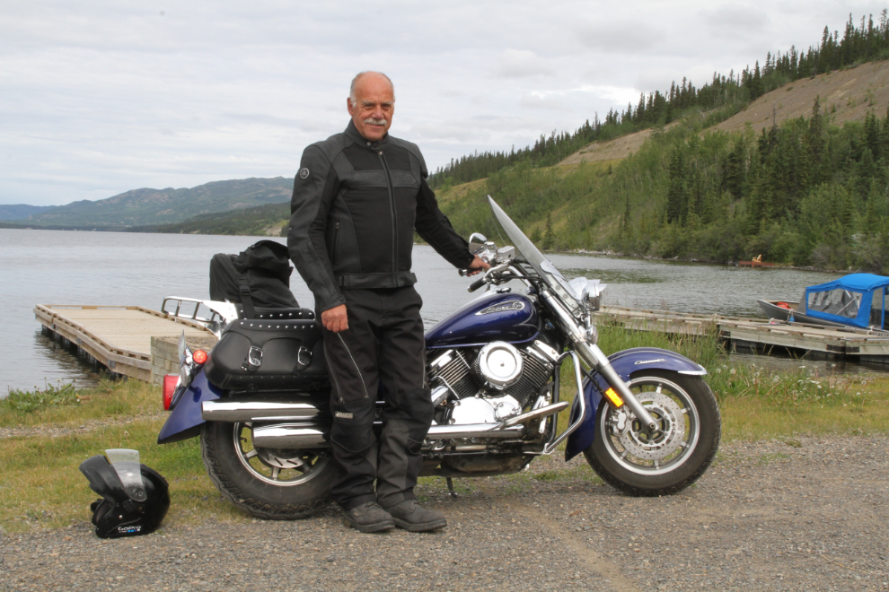 Murray Lundberg and his V-Star 1100 Classic at Fox Lake, Yukon