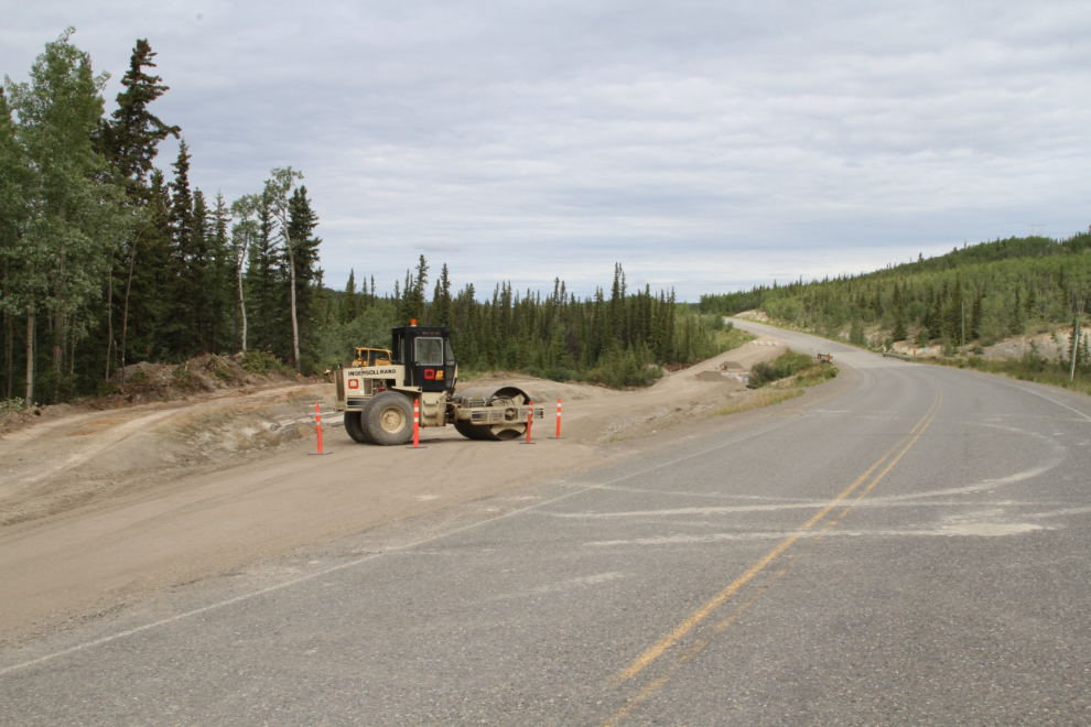 Preparations for a new bridge across Fox Creek on the North Klondike Highway