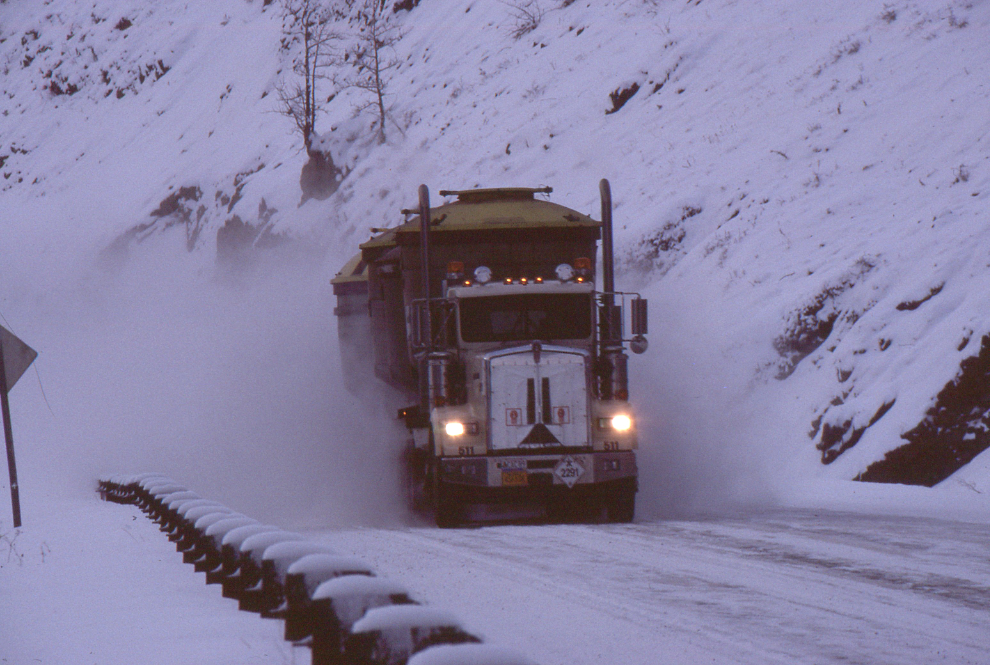 Ore truck on the South Klondike Highway, Yukon, in 1996