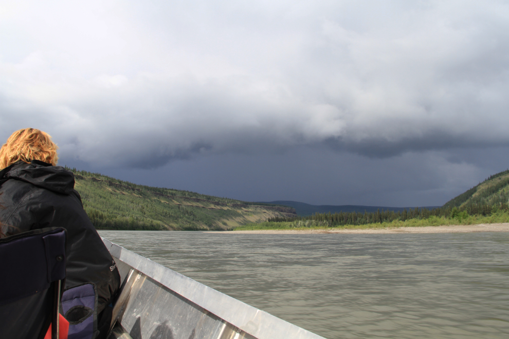 Storm ahead on the Pelly River, Yukon