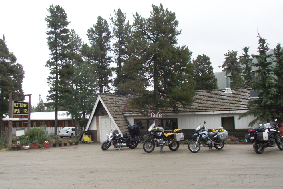 Motorcycles at Rancheria Lodge on the Alaska Highway