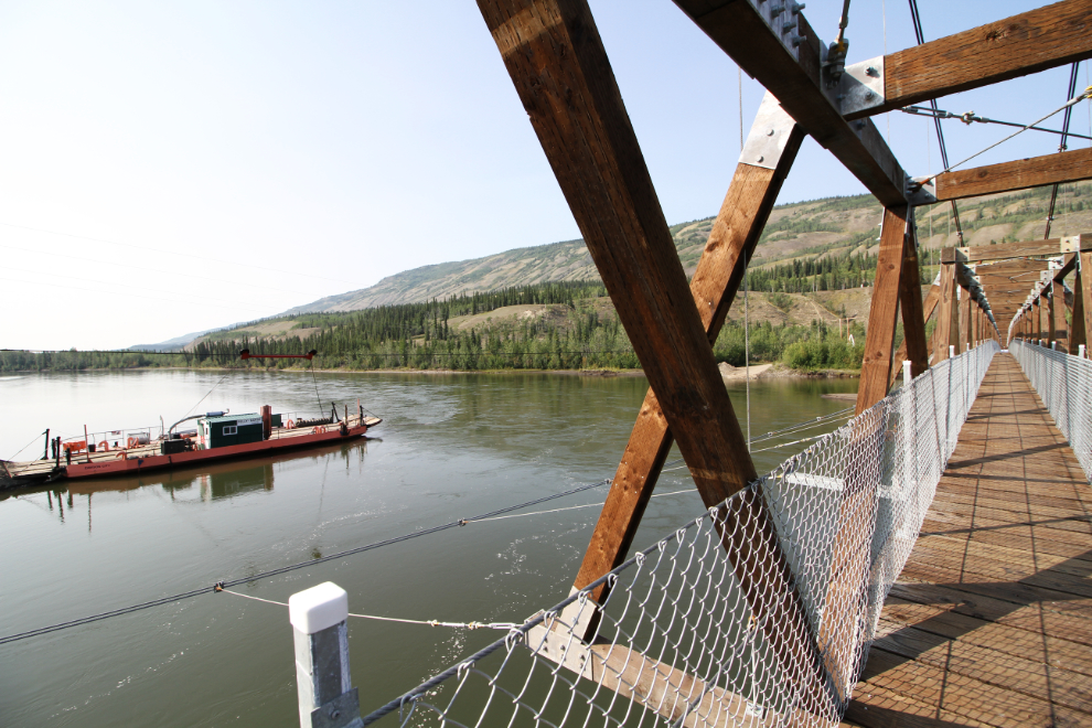 The historic Ross River suspension bridge over the Pelly River