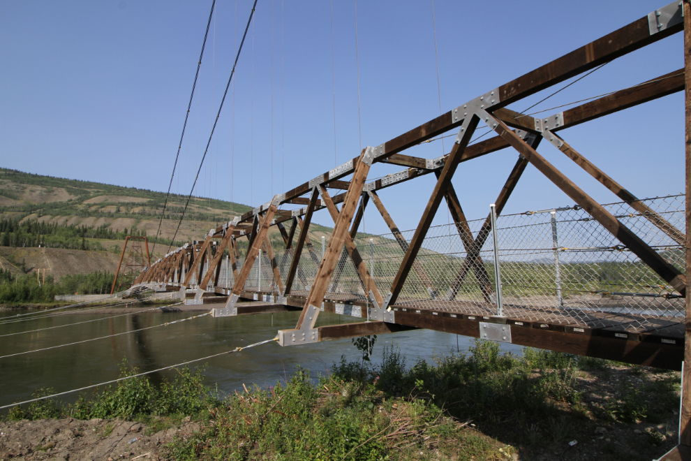 The historic Ross River suspension bridge over the Pelly River