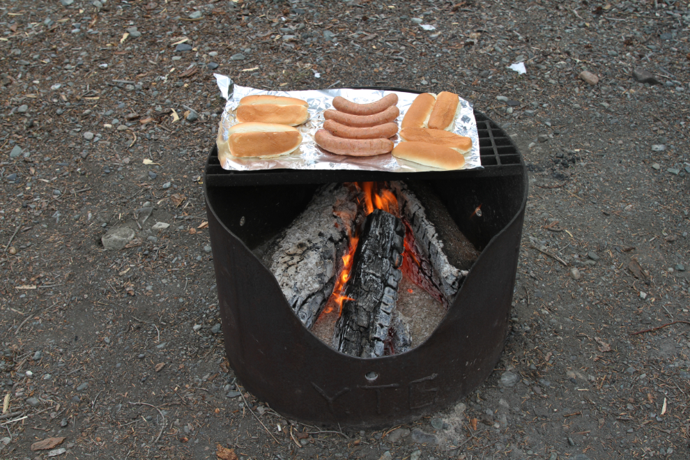 Whitehorse-made bison smokies cooked over the campfire