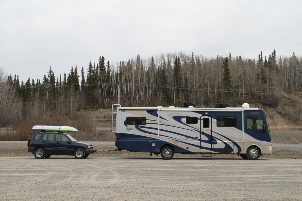 RV, Tracker and kayak on the road