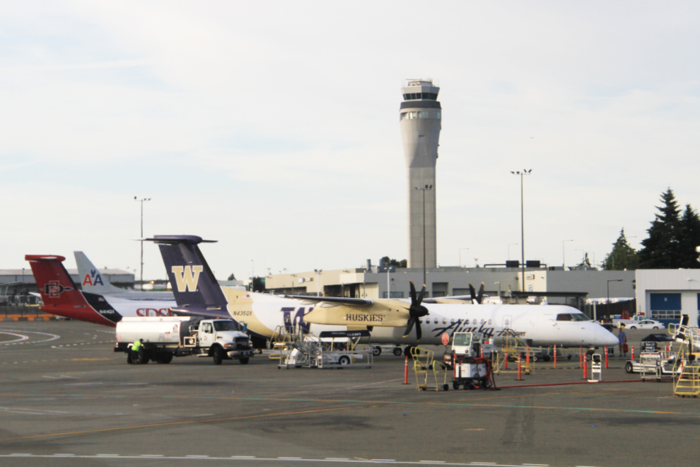 Alaska Airlines regionals painted in college football colours.