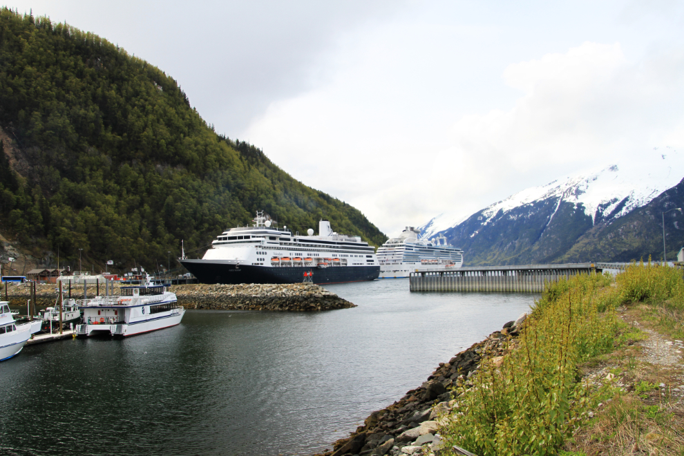 Holland America's Volendam and the Island Princess at Skagway, Alaska