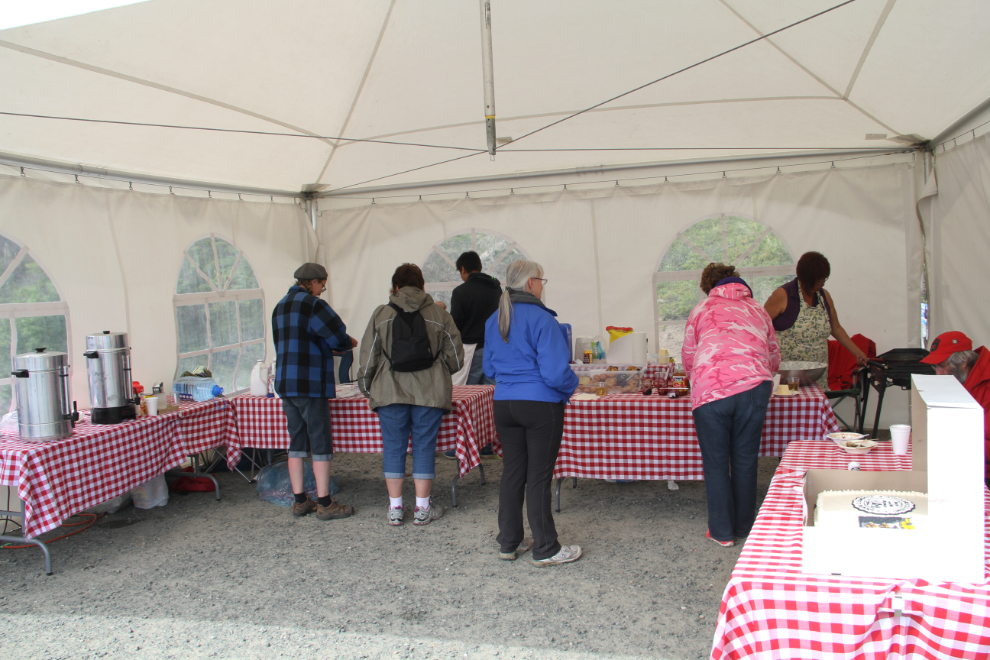The food tent at the Alaska Highway 75th Anniversary celebration at Soldiers Summit, Yukon