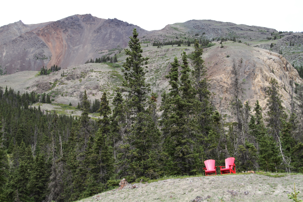  Parks Canada Red Chairs above Soldier's Summit, Yukon