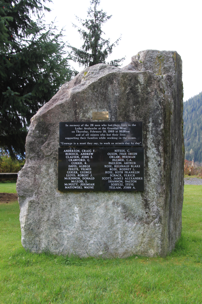 Granduc Mine disaster memorial at Stewart, BC